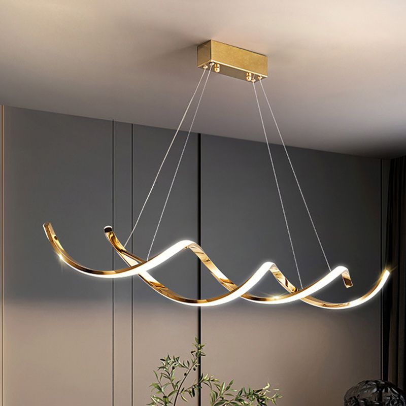 Modern Style Liner Shape Island Pendants 2-Lights Metal Pendant Lights for Living Room