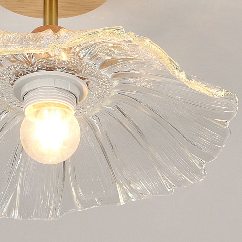 Japanese Style Ceiling Lamp Circle Shape Ceiling Light with Glass Shade for Living Room