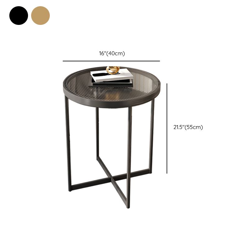 Modern Glass Round Side End Table Cross Legs Sofa Corner Table