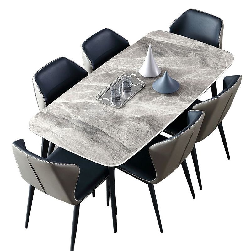 Dining Room Set Contemporary with Sintered Stone Rectangle Table and Chairs