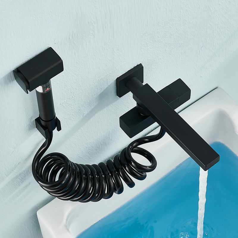 Modern Tub Filler Wall Mount Handshower Swivel Copper Tub Filler with Single Lever Handle