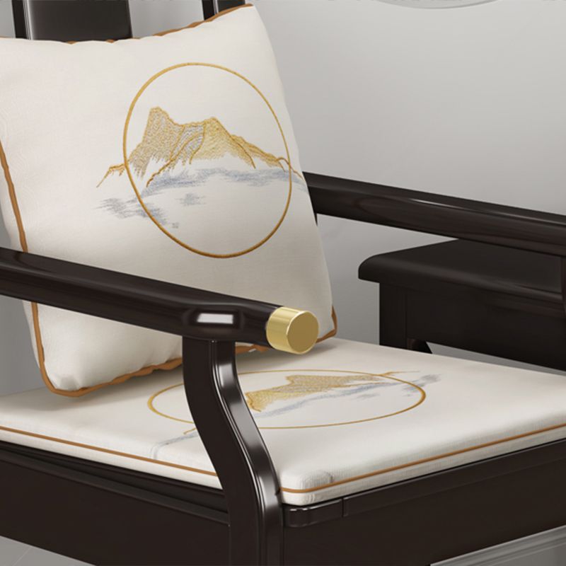 Sillón de comedor tradicional con brazo trasero de listones y patas de madera