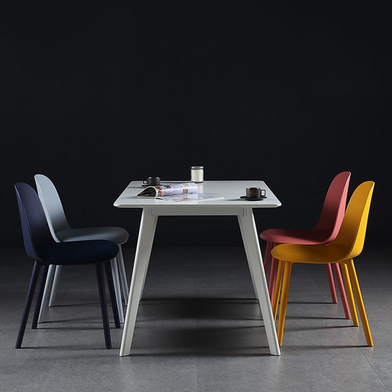 16'' Wide Dining Side Chairs Modern Plastic Indoor-Outdoor Solid Back Chair