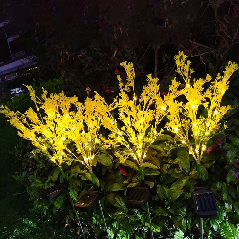 Rape Flower Plastic Solar Ground Lighting Artistic Yellow LED Landscape Light for Backyard