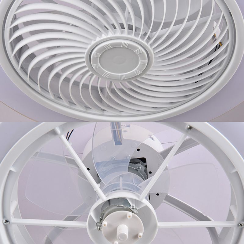 Weiße kreisförmige LED -Deckenlicht in moderner Einfachheit Schmiedeeisendecken -Deckenventilatoren mit Acrylschatten
