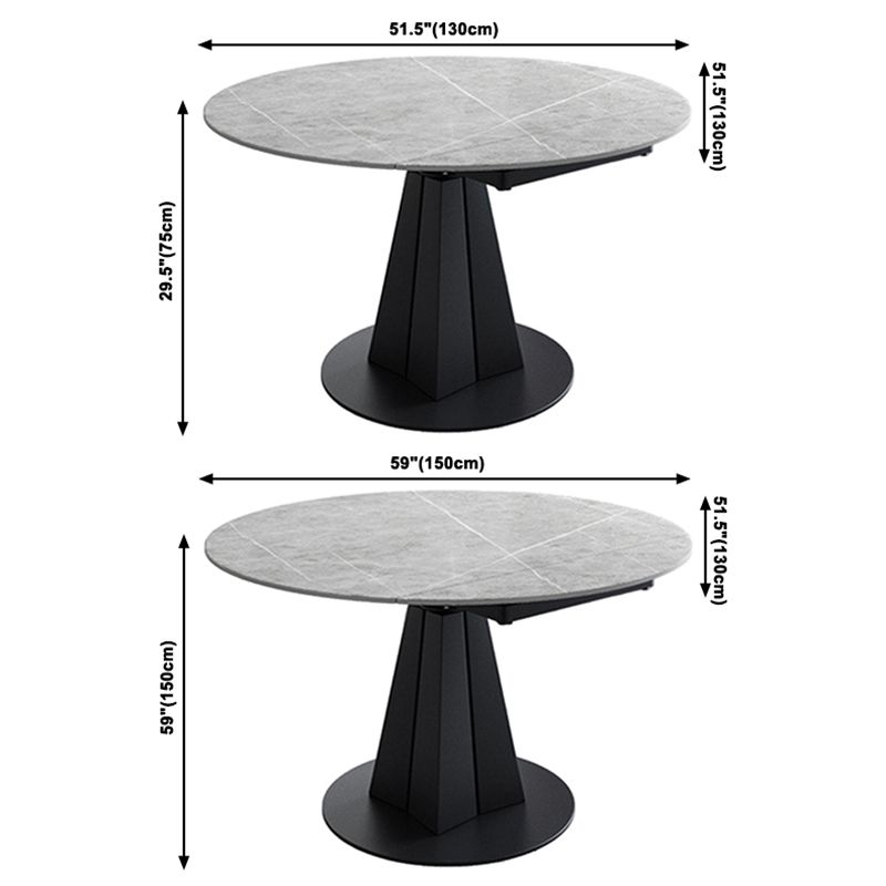 Table à manger en pierre fritrée de style moderne avec piédestal