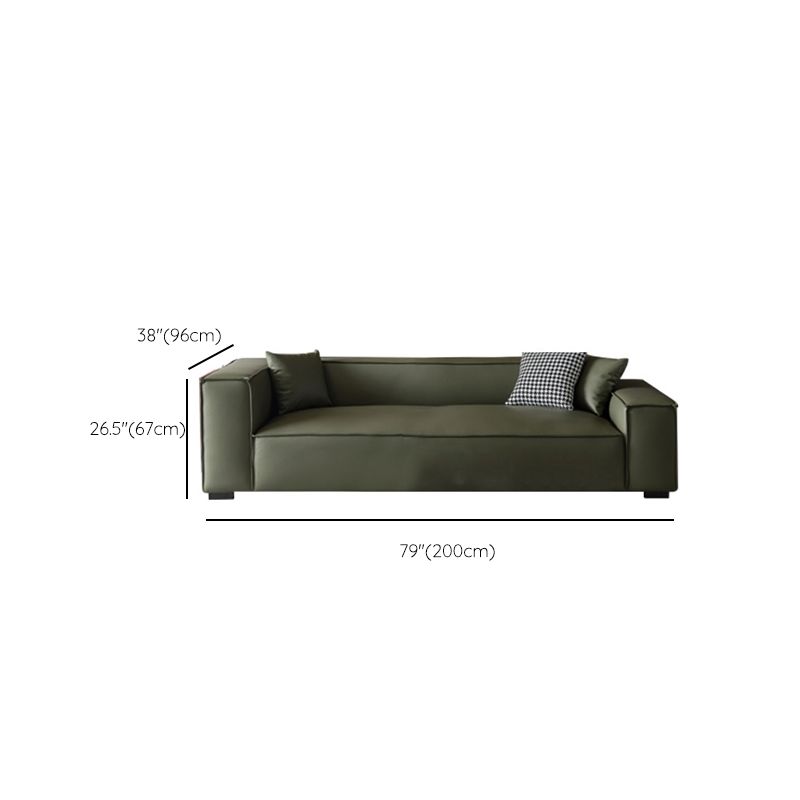 Glam Settee Genuine Leather Living Room Square Arm Cushions Green Standard Sofa