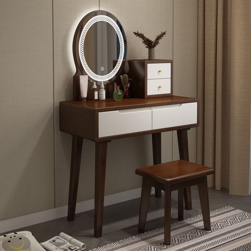 Scandinavian Wooden Make-up Vanity With Drawer in Brown for Bedroom