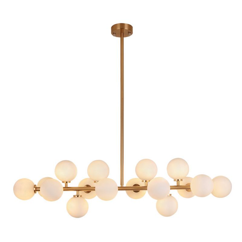 16 Luz de la isla colgante de la isla dorada moderna Luz de techo de la isla de vidrio esférico para sala de estar