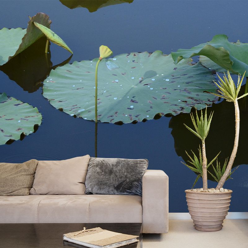 Lotus Leaf Wall Murals Contemporary Style Moisture Resistant Wall Covering