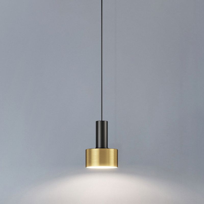 Modern Luxury Single Pendant Light Wrought Iron Cylindrical Hanging Lamp for Bedroom