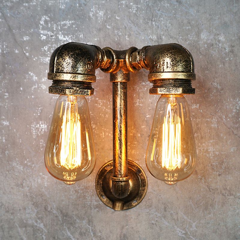 Industrial Wall Sconce Pipe Shape 2 Light Wall Light Sconces for Living Room