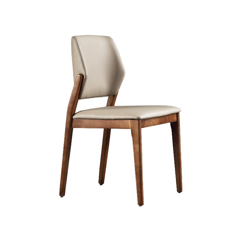 Contemporary Style Open Back Chairs Armless Side Chairs with Wood Legs for Kitchen