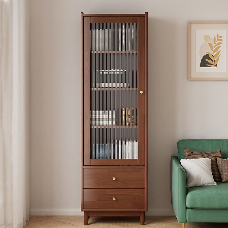 Closed Back Standard Bookshelf Solid Wood Contemporary Bookcase with Drawers