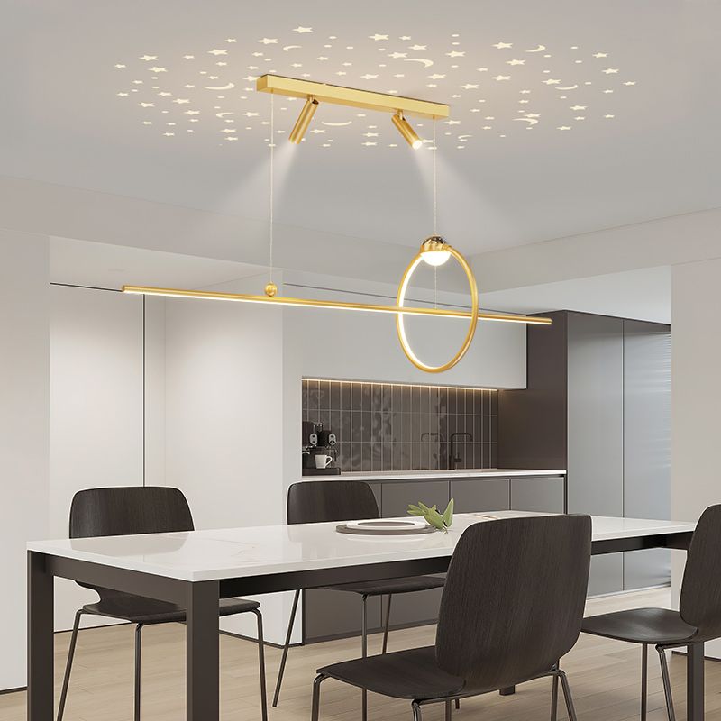 Contemporary Style Linear Island Lights Metal 5 Light Island Pendant Lights