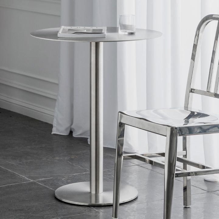 Mesa de comedor industrial mesa de acero inoxidable con base de pedestal para cocina