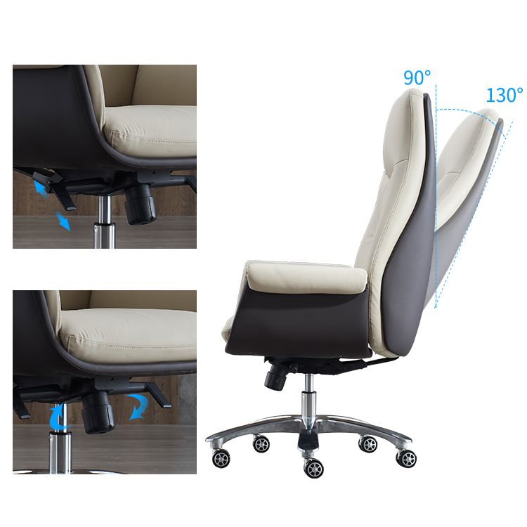 Modern Leather Executive Chair Adjustable Swivel Tilt Mechanism Office Chair