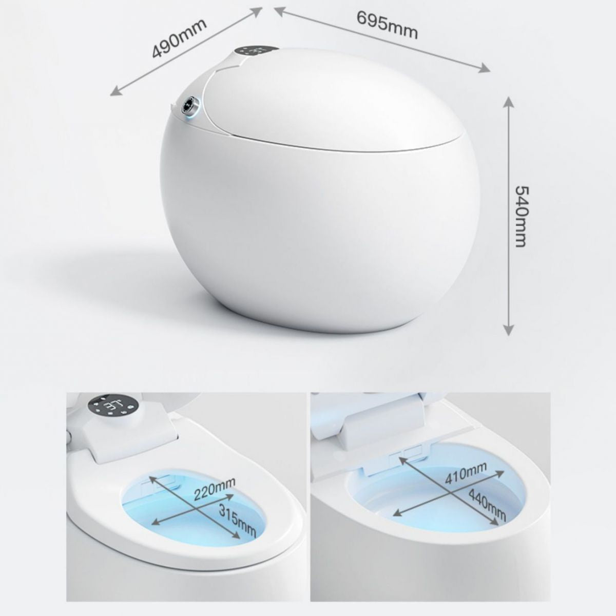 Contemporary 1-Piece Bidet Toilet Floor Mounted Round Toilet Bowl for Washroom