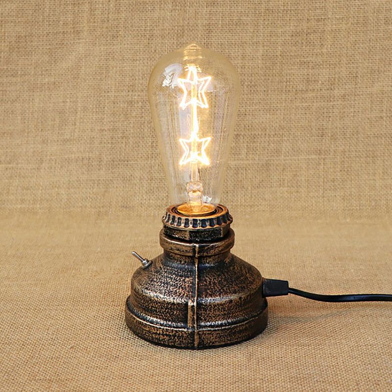 Bronze / vieilli en laiton 1 table de tête éclairage industriel fer forgé de bulbe de table debout lampe avec cordon plug-in