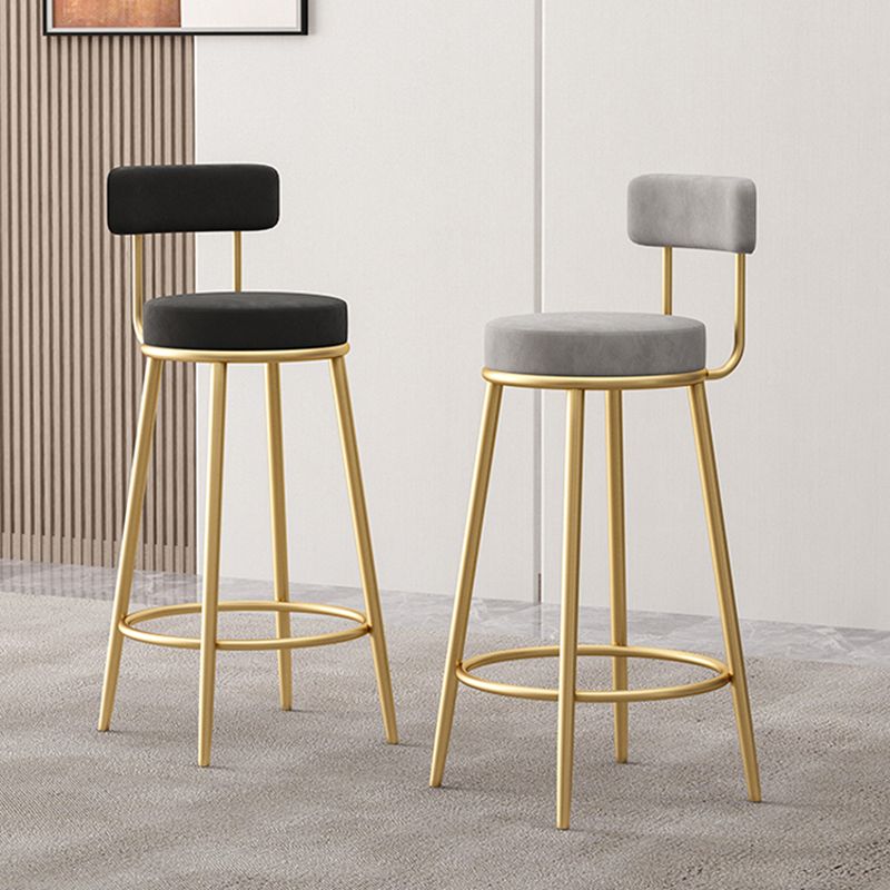 Scandinavian Design Upholstered Armless Stools for Home Low Back Barstools with Metal Legs