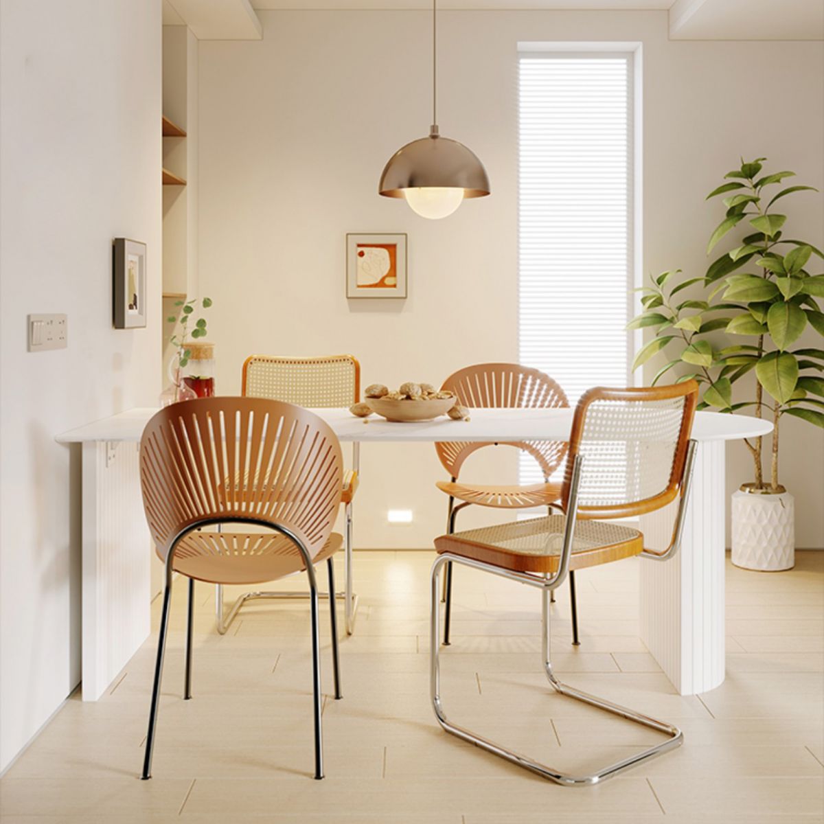 White Double Pedestal Dining Table Modern Stone Top Dining Table