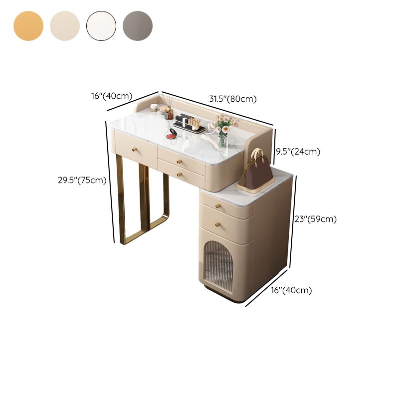 Luxurious Metal Makeup Dressing Table Stone Top Bedroom Vanity Desk