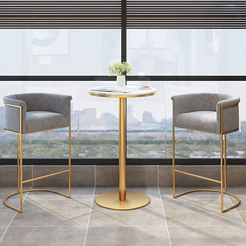 Glam Style Bar Stool Armed Upholstered Bar Stool for Dining Room