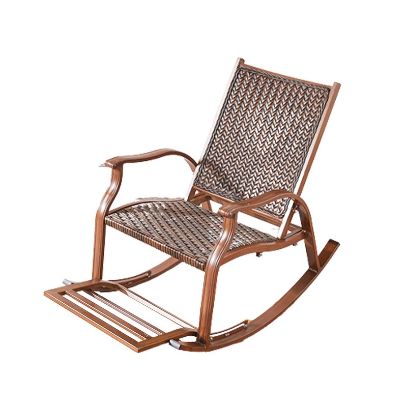 Modern Rocker Wicker Woven Rope with Gray Frame Recliner Chair