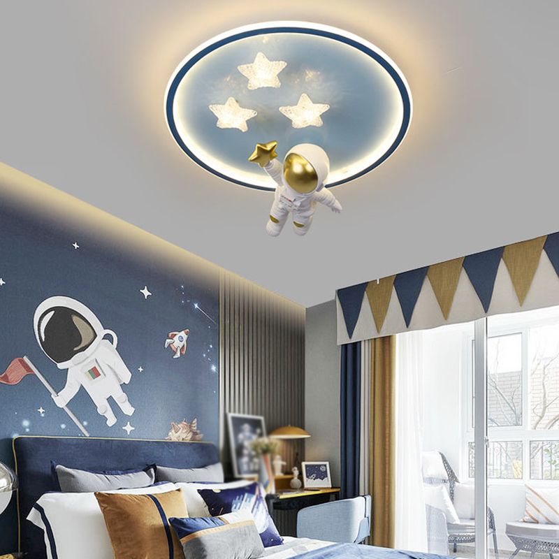 Astronaut Shape Flush Light Modern Style Metal 4 Lights Flush Mount for Bedroom
