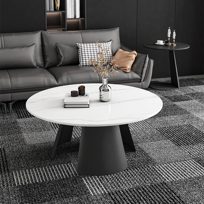 Modern Fixed Top Coffee Table Round Steel Abstract Cocktail Table