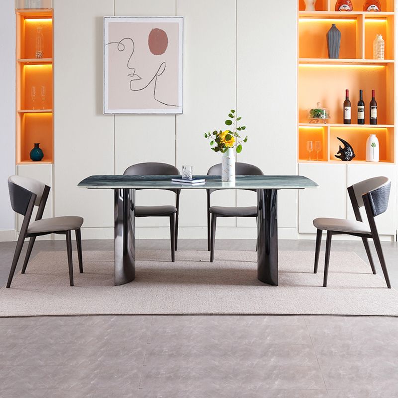 Modern Dining Set 1/5/7 Pcs Rectangle Marble Dining Table with Armless Chairs