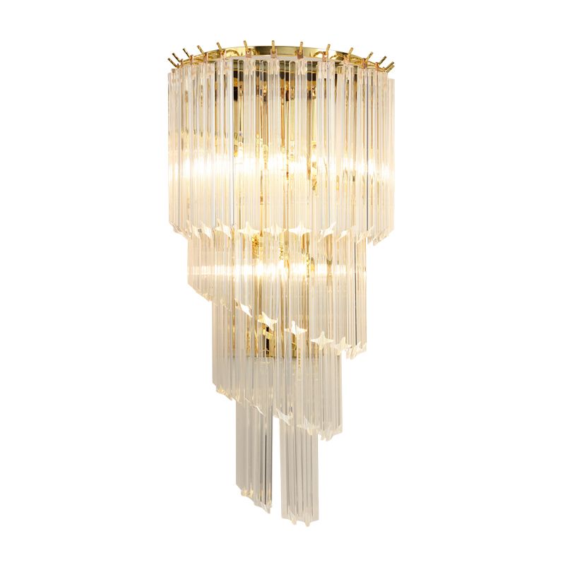 Crystal Tiered Sconce Light Fixture Simplicity Style Clear Wall Lighting Fixture