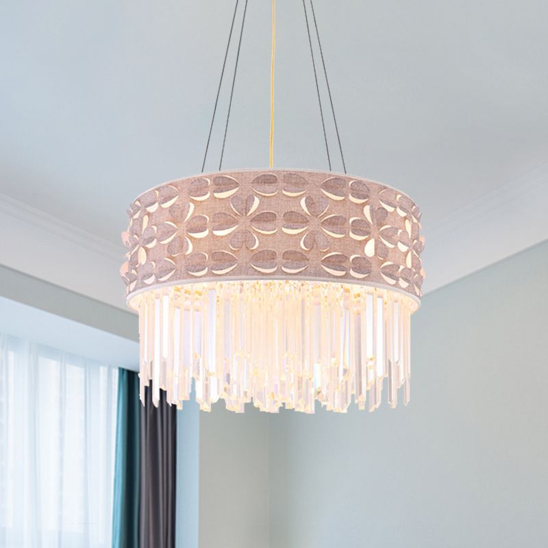 Minimale trommel kroonluchter licht fluit kristal 4 koppen eetkamer hanger lamp in wit