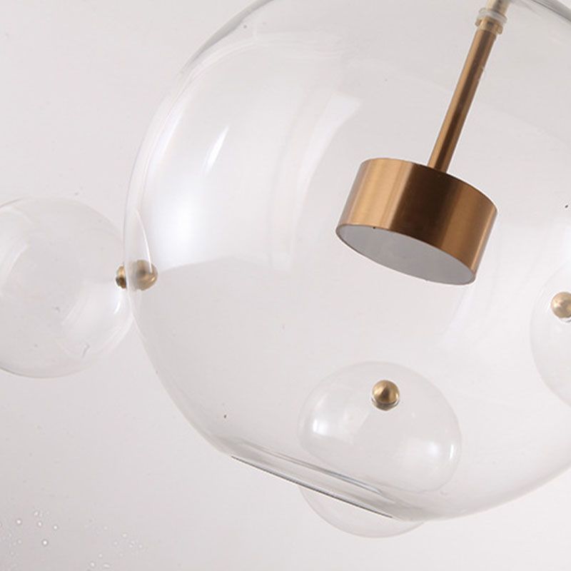 1 pendentif en forme de globe léger avec un luminaire d'éclairage de suspension moderne en verre transparent
