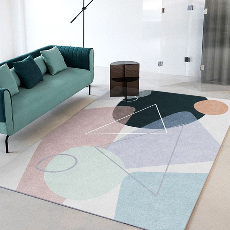 Pink Modern Carpet Polyester Circle Carpet Washable Area Carpet for Home Decor