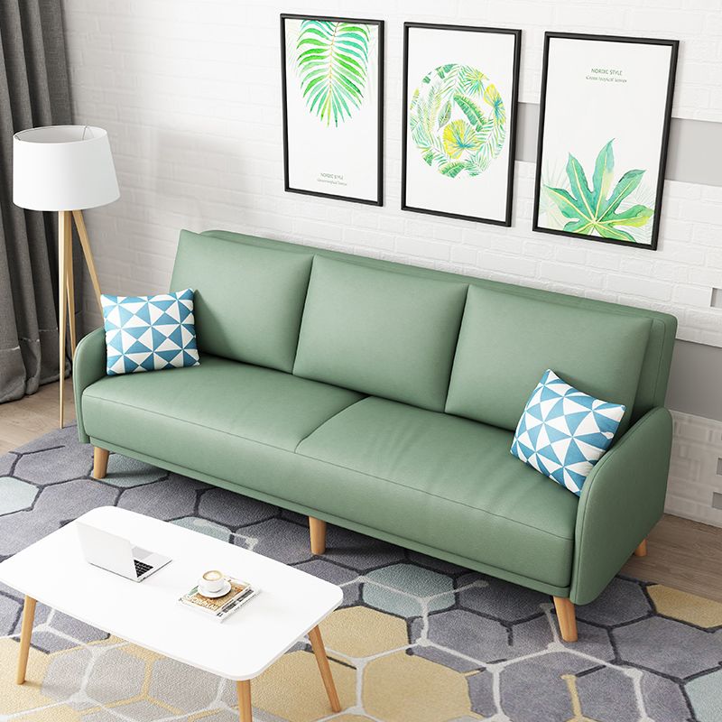Sofa convertible à bras carré de 80 "High en cuir avec oreiller, salon