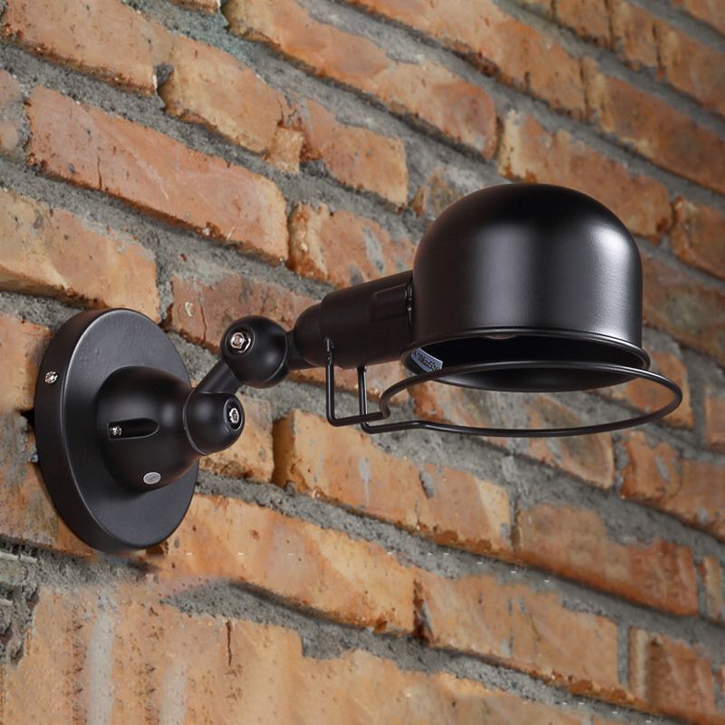 Rust/White Dome Lampa de pared Splique Retro Style 1 Light Comedor iluminación de pared ajustable con anillo