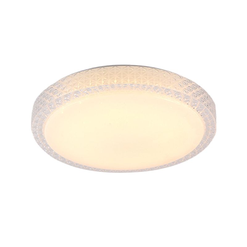Simplicity Round Flush Light Cut Crystal 16"/19.5" Dia LED Ceiling Mount Light Fixture in White/Warm Light