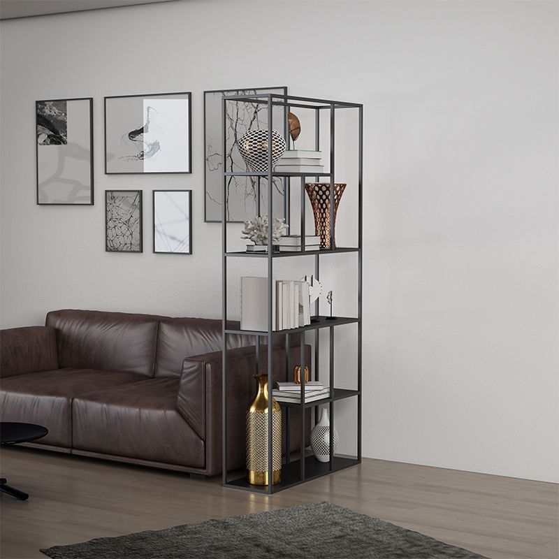 Metal Standard Bookcase Contemporary Style Open Back Bookshelf for Home Office
