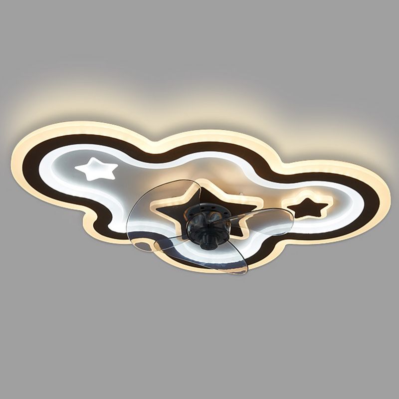 Cloud and Star semifulco leggero moderno moderno lampada da ventola a soffitto a led camera da letto