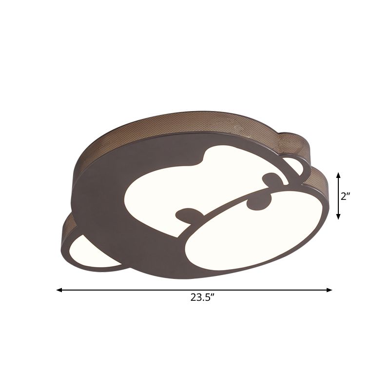Cartoon Monkey Flush Opgezette Lamp Ijzer Kids Slaapkamer LED Plafond Fixture in Zwart, Warm/Wit Licht
