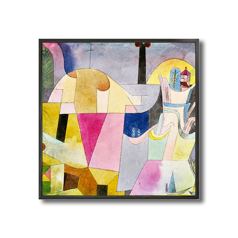 Textured Geometric Art Print Canvas Countryside Square Painting in Pastel Color for Living Room