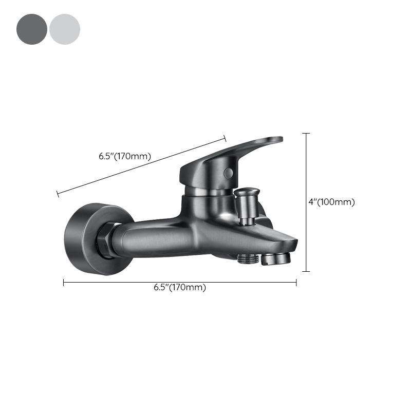 Tub Filler Wall Mount Handshower Single Lever Handle 2 Holes Low Arc Tub Faucet with Hose