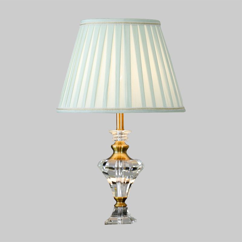 1-Licht-Wohnzimmertisch Licht Moderner See Blue Night Lampe mit Urnen-Form-Kristallbasis