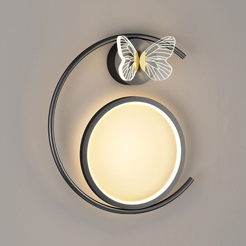 Round Shape Metal Wall Light Modern Style 3 Lights Wall Mount Light