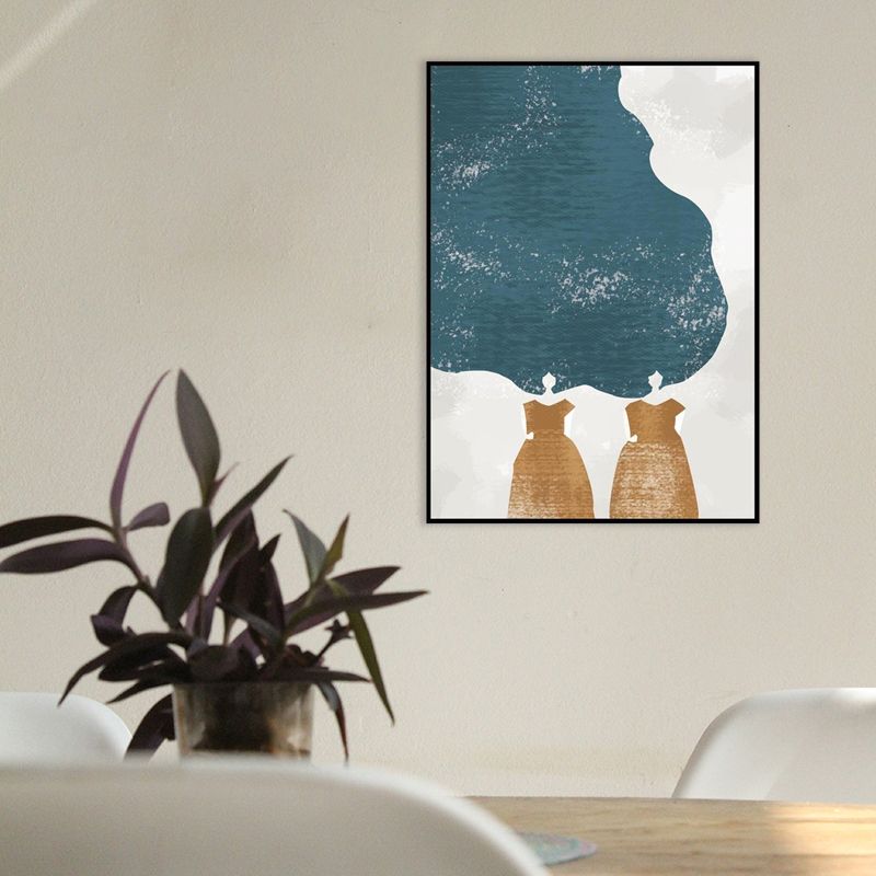 Toile imprimée de mode nordique pour femme, décoration murale texturée de couleur douce pour chambre à coucher