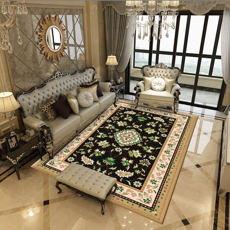 Vintage Area Carpet Traditional Indoor Rug Polyester Stain Resistant Area Rug for Living Room