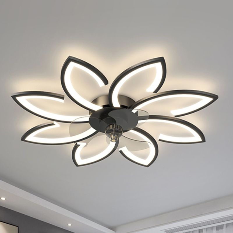 Flower Shape Metal Ceiling Fan Modern Style Multi Lights Ceiling Fan Lamp