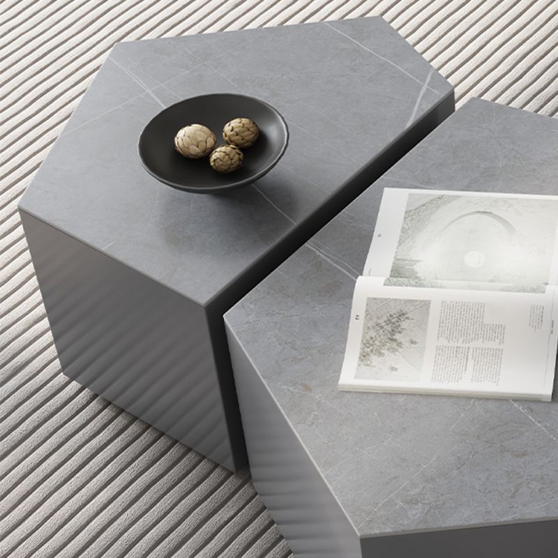 13"H Contemporary Coffee Table Grey Coffee Cocktail Table with Drawer