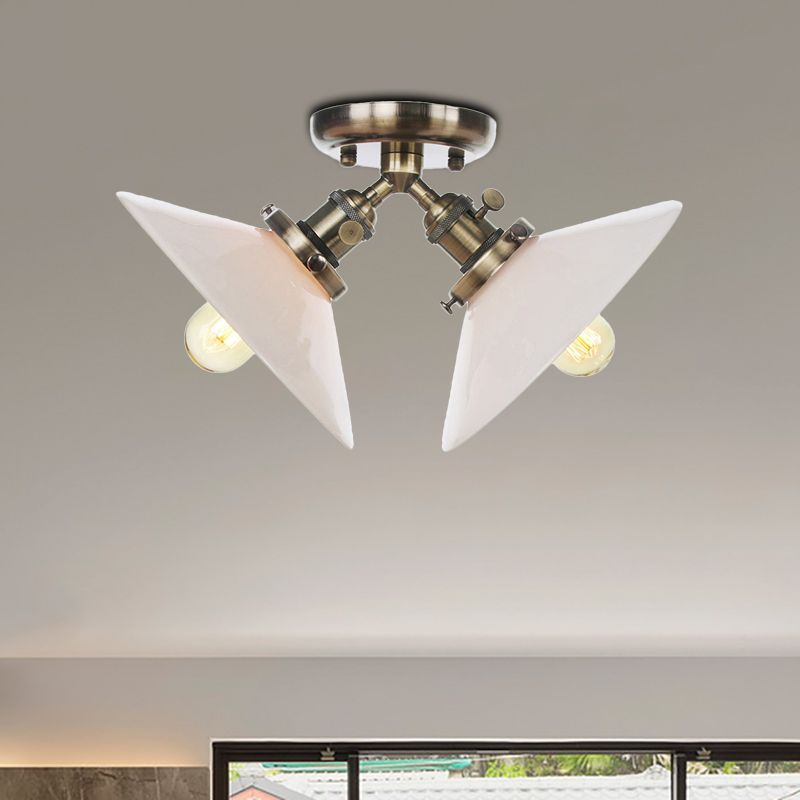 Stile magazzino Ironia semi -montaggio a monte 2 lampadina per interno semifulò la luce in nero/bronzo